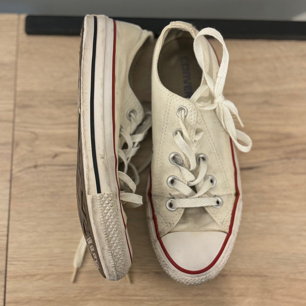 Converse Cream and Red Sneakers